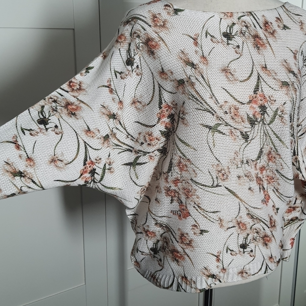 Italian Collezioni Leonardo Floral Knit Sweater Womens Size Small Spring Neutral - Picture 1 of 14